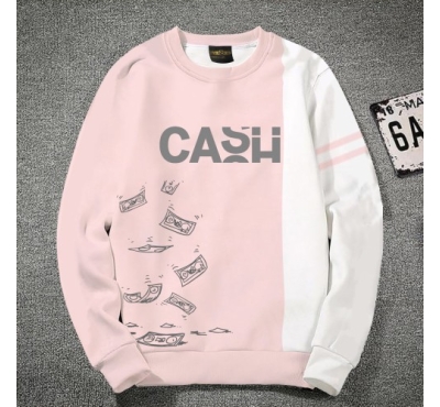 Premium Quality Cash White & pink Color Cotton High Neck Full Sleeve Sweater for Men