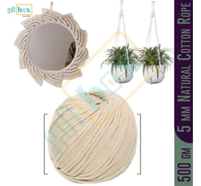 5 mm Natural Cotton Rope- 500 gm