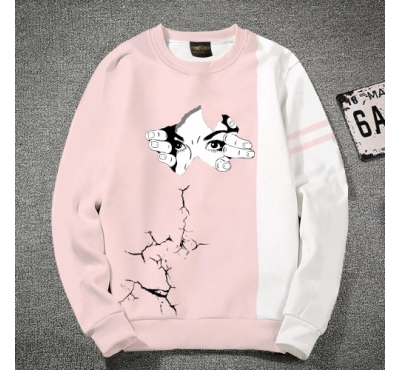 Premium Quality Eye White & pink Color Cotton High Neck Full Sleeve Sweater for Men