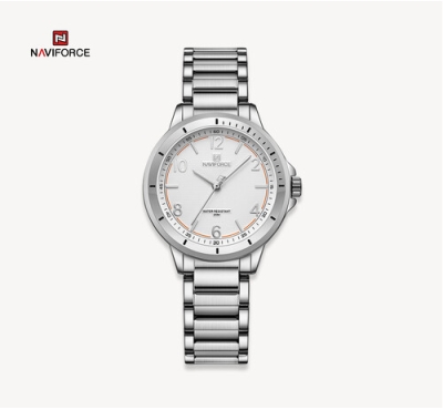 NAVIFORCE NF5021 Silver Stainless Steel Analog Watch For Women - White & Silver