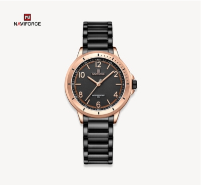 NAVIFORCE NF5021 Rose Gold Stainless Steel Analog Watch For Women - Rose Gold & Black