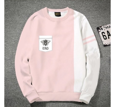 Premium Quality Bee Bird White & pink Color Cotton High Neck Full Sleeve Sweater for Men