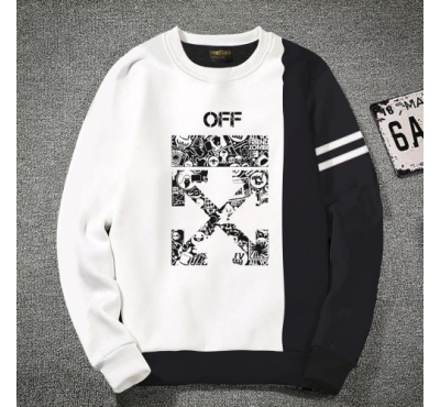 Premium Quality OFF White & Black Color Cotton High Neck Full Sleeve Sweater for Men