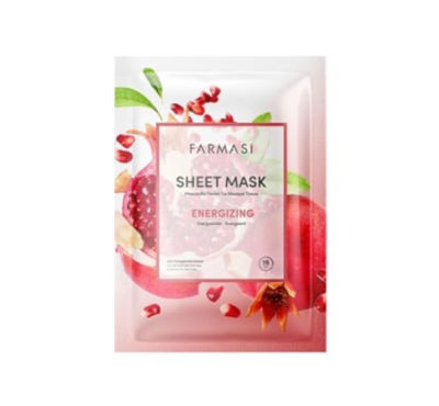 FARMASi Sheet Mask, Moisturizing, Soothing, Energizing, Refreshing, Firming Skin, for All Skin Types, 1.2 oz. / 34 gr (Energizing)