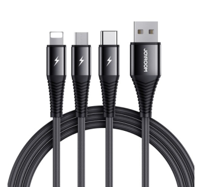 Joyroom S-1230G4 3A 3 In 1 USB to 8 Pin + Micro + Type-C Fast Charging Data Cable Length: 1.2m