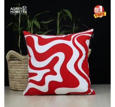 Cushion Cover, Red & White, (20x20), Buy 1 Get 1 Free_78283
