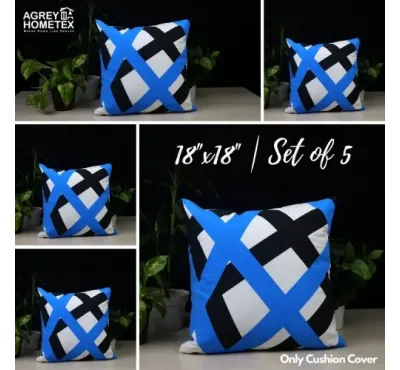 Exclusive Cushion Cover, Blue & Black (18x18) Set of 5, 78049