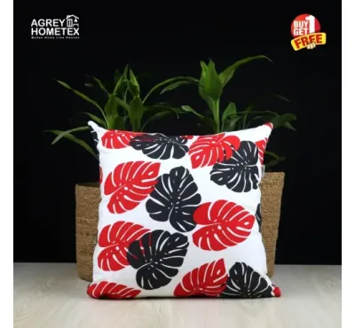 Exclusive Cushion Cover, Red & Black, (14x14) Buy 1 Get 1 Free_79212