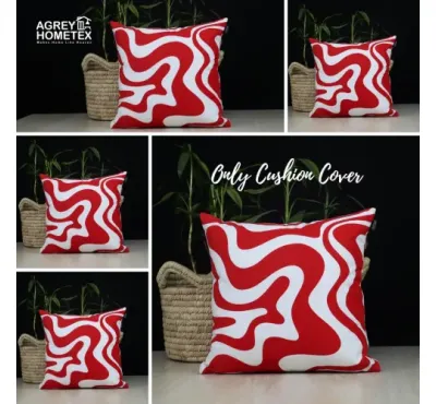 Cushion Cover, Red & Black (16''x16'') Set of 5_79336