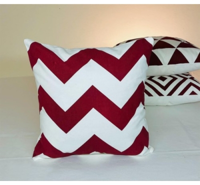 Decorative Cushion Cover with pillow, White & Red (16x16), (18x18)