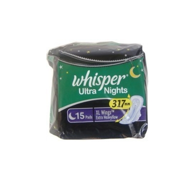 Whisper Ultranight Sanitary Pads for Women, XL 15 Napkins