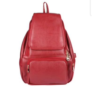 Premium Quality Artificial Leather Ladies Bagpack College Bag University Bag Fashion Bag_Red Color