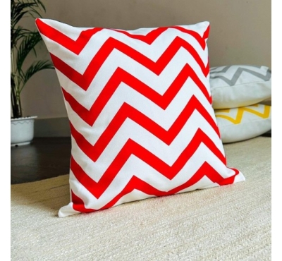 Decorative Cushion Cover with pillow, White & Red (16x16), (18x18)