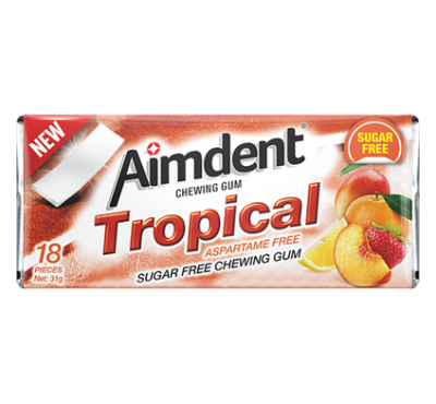 Aimdent Tropical Sugar Free Chewing Gum - 18 Pcs