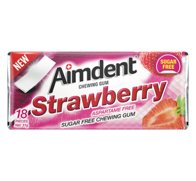 Aimdent Strawberry Sugar Free Chewing Gum - 18 Pcs