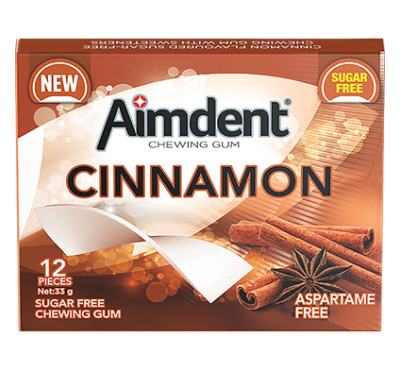 Aimdent Cinnamon Sugar Free Chewing Gum - 12 Pcs