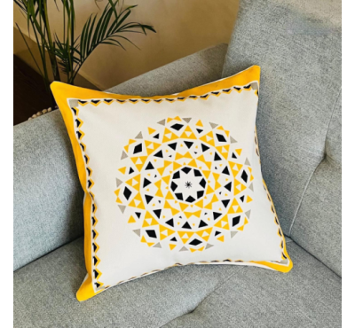 Decorative Cushion Cover with pillow, White & Yellow (16x16), (18x18)
