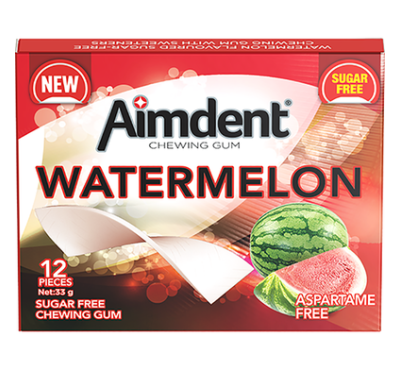 Aimdent Watermelon Sugar Free Chewing Gum - 12 Pcs