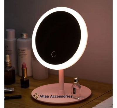 LED Makeup Mirror Rechargable Vanity Mirror with 3 Lights Changing Desktop Folding Portable Mirror