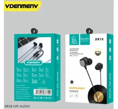 VDENMENV DR18 Earphone 1.2Meter Plastic Housing with Microphone controller