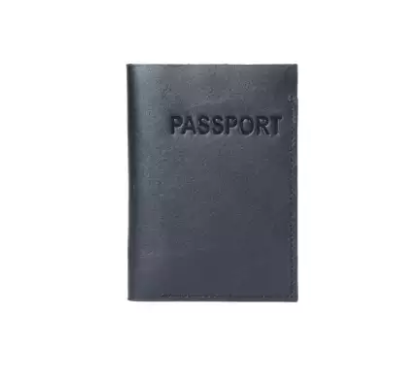 Genuine Leather Passport Cover With Card Slot - Black