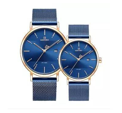 NAVIFORCE NF3008L Royal Blue Mesh Stainless Steel Analog Watch For Women - RoseGold & Royal Blue