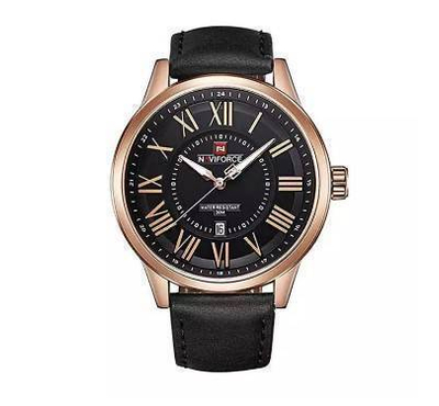NF9126 - Black Leather Analog Watch for Men