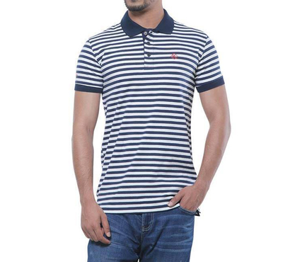 Men's Black & White stripe Polo Shirt
