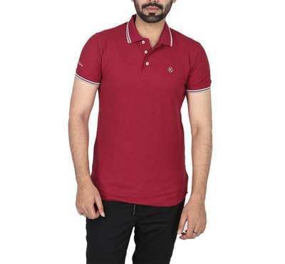 Men's Maroon Solid Polo Shirt
