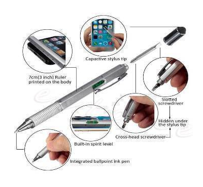 4-in-1 Spirit Level Ruler Screwdriver Ballpoint Pen Tool