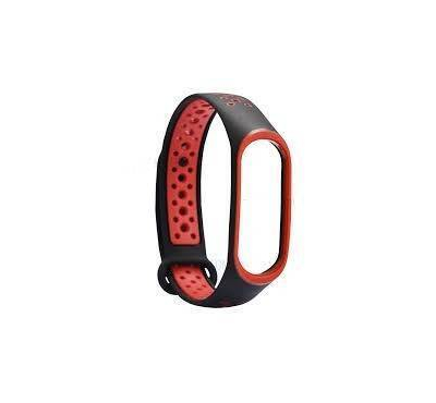 Soft silicon Strap for Xiaomi Mi Band 3 and 4- Black and Red