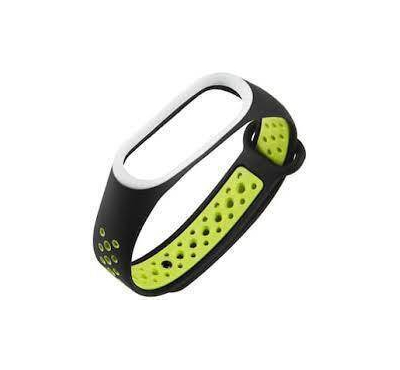 Soft silicon Strap for Xiaomi Mi Band 3 and 4- Black and Green
