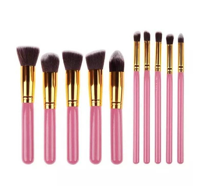 Kabuki Brush 10pcs Set - Pink