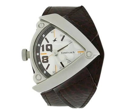 Fastrack White Dial Brown Leather Strap Watch