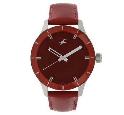 Fastrack Red Leather Strap Watch