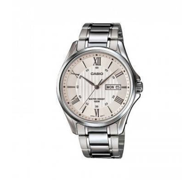 Casio White Dial Day Date Mens Watch
