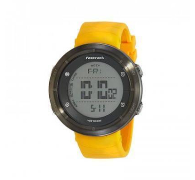 Fastrack Trendies Grey Dial Digital Watch for Men - Yellow