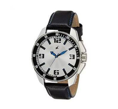 Fastrack Black Leather Analog Watch for Men
