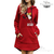 Dark Red Long Jacket & Hoodie For Women