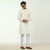 Off White Long Sleeve Fashionable Short Panjabi For Men, 2 image