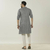Dark Gray Long Sleeve Fashionable Short Panjabi For Men, 3 image