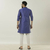 Dark Blue Long Sleeve Fashionable Short Panjabi For Men, 3 image