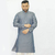 Gray Long Sleeve Fashionable Short Panjabi For Men, 2 image