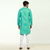 Cyan Long Sleeve Fashionable Short Panjabi For Men, 4 image