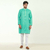 Cyan Long Sleeve Fashionable Short Panjabi For Men, 3 image