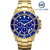 Michael Kors Chronograph Blue Dial Golden Band Stainless Steel Mens Watch-MK8267