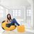 Football Bean Bag Chair_XXl_Yellow & Black Combined with Footrest, 2 image