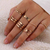 Women Gold Twist Pearl Pearl Rings Set Fashion Geometric Hollow Crystal Ring For Women Heart Joint Rings, 3 image