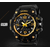 SKMEI 1155B Black PU Dual Time Sport Watch For Men - Golden & Black, 5 image