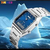 SKMEI 1220 Silver Stainless Steel Dual Time Luxury Watch For Men - Royal Blue & Silver, 3 image